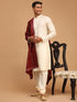Men's Cream Viscose Kurta Pyjama And Dupatta Set