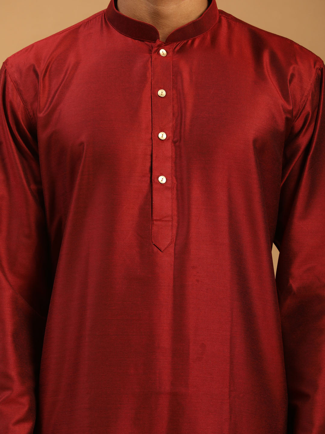 Men's Maroon Viscose Kurta Pyjama And Dupatta Set
