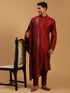 Men's Maroon Viscose Kurta Pyjama And Dupatta Set
