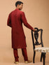 Men's Maroon Viscose Kurta Pyjama And Dupatta Set