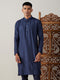 Men's Navy Blue Viscose Kurta
