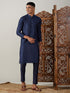 Men's Navy Blue Viscose Kurta With Pant Set