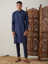 Men's Navy Blue Viscose Kurta With Pant Set