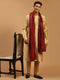 Men's Rose Gold Viscose Kurta Pant And Dupatta Set