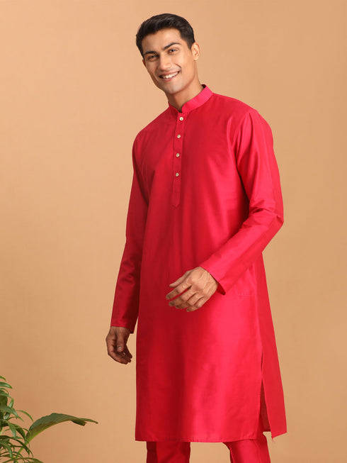 Men's Valentino Pink Viscose Kurta