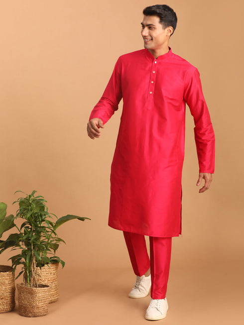 Men's Valentino Pink Viscose Kurta