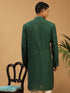 Men's Green Sequined Layered Kurta