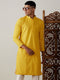 Men's Yellow Embroidery Worked Georgette Kurta