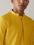Men's Yellow Embroidery Worked Georgette Kurta