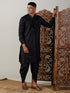 Men's Black Mirror Georgette Kurta Dhoti Set