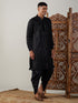 Men's Black Mirror Georgette Kurta Dhoti Set