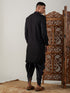 Men's Black Mirror Georgette Kurta Dhoti Set
