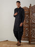 Men's Black Mirror Georgette Kurta Dhoti Set