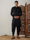 Men's Black Mirror Georgette Kurta Dhoti Set