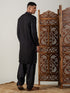 Men's Black Mirror Georgette Kurta With Patiala Set