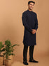 Men's Navy Blue Printed Kurta Pant Set