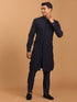 Men's Navy Blue Printed Kurta With Pant Set