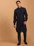 Men's Navy Blue Printed Kurta With Pant Set