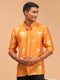 Men's Orange Foil Print Shirt