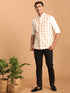 Men's Cream Block Print Cotton Nehru Jacket
