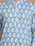 Men's Blue Quirky Printed Thread Work Kurta