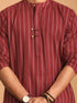 Men's Maroon Jacquard Zig Zag Cotton Kurta