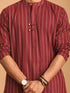 Men's Maroon Jacquard Zig Zag Cotton Kurta With Pant Set
