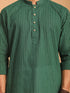 Men's Green Striped Cotton Short Kurta