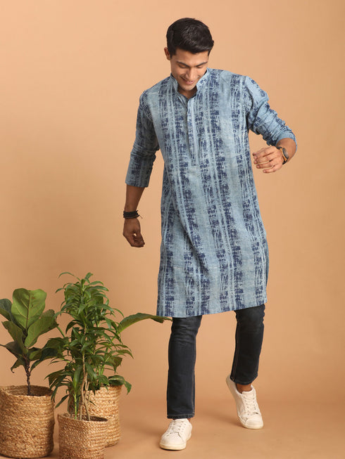 Men's Indigo Washed Denim Kurta