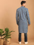 Men's Blue Rubber Print Cotton Kurta