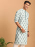 Men's Light Green Ethnic Motif Printed Kurta