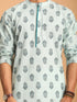 Men's Light Green Ethnic Motif Printed Kurta