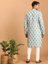 Men's Light Green Ethnic Motif Printed Kurta With White Pant Set