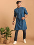 Men's Blue Denim Jacquard Kurta