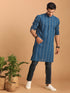 Men's Blue Denim Jacquard Kurta