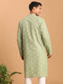 Men's Green Geometric Booti Jacquard Kurta