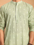 Men's Green Geometric Booti Jacquard Kurta
