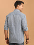 Men's Blue And White Check Box Printed Short Sleeve Shirt