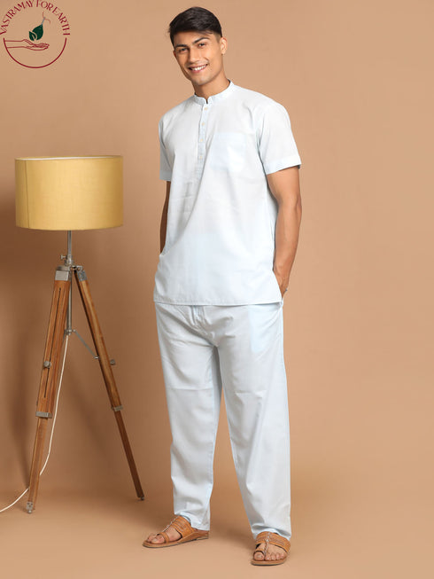 Men's Blue Work From Home Collection Cotton Pyjama Set