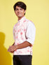 Boy's Multicolor-Base-Peach Floral Printed Nehru Jacket