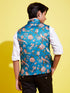 Boy's Multicolor-Base-Peach Floral Printed Nehru Jacket
