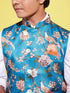 Boy's Multicolor-Base-Peach Floral Printed Nehru Jacket