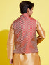 Boy's' Maroon Woven Design Silk Blend Nehru Jacket