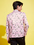 Boy's Floral Printed Pink Bandhgala Prince Coat Jodhpuri
