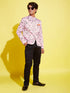 Boy's Floral Printed Pink Bandhgala Prince Coat Jodhpuri