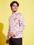 Boy's Floral Printed Pink Bandhgala Prince Coat Jodhpuri