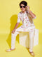 Boy's Printed Cream Cotton Blend Kurta And Pyjama Set