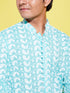 Boy's Green Chikankari Kurta With White Pyjama Set