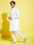 Boy's White Embroidered Kurta With Pyjama Set