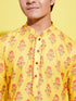 Boy's' Multicolor-Base-Mustard And Cream Kurta Patiala Set